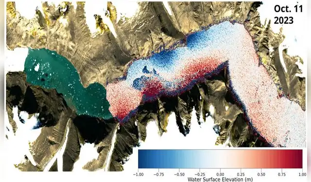 Megatsunami con mediciones de la altura de la superficie del mar observadas de la ola que sacudió la Tierra. Foto: Nature Megatsunami con mediciones de la altura de la superficie del mar observadas de la ola que sacudió la Tierra. Foto: Nature
