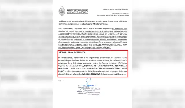 Disposición De No procede Formalizar y Continuar con la Investigación Preparatoria - Ingreso N.º 10-2023. Foto: Segunda Fiscalía Provincial Especializada de Delitos de Lavado de Activos de Lima Disposición De No procede Formalizar y Continuar con la Investigación Preparatoria - Ingreso N.º 10-2023. Foto: Segunda Fiscalía Provincial Especializada de Delitos de Lavado de Activos de Lima