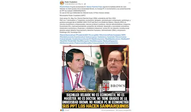 <em> Publicación desinformativa por la red social de Facebook. Foto: captura de pantalla</em>   