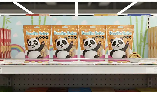 Productos con dibujos animados y octógonos. | Foto: IA   