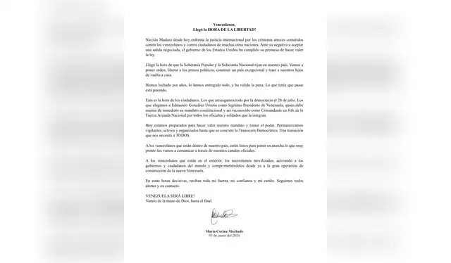 Foto: María Corina Machado (X)   