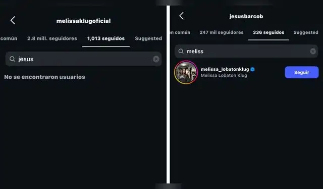 Melissa Klug y Jesús Barco dejaron de seguirse. Melissa Klug y Jesús Barco dejaron de seguirse.