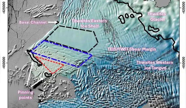  Plataforma de Hielo Oriental de Thwaites y alrededores. Foto: JGR Earth Surface   