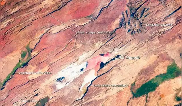  El Valle del Rift de África Oriental vista desde la Estación Espacial Intercional. Foto: NASA   