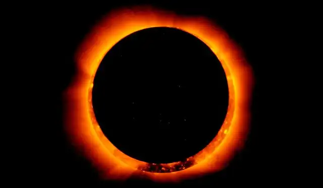  Fotografía de un eclipse solar anular tomada por el telescopio óptico solar. Foto: NASA   