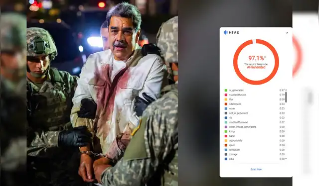 Para Hive Moderation, la fotografía se encuentra 97.1% generada por IA. | Foto: Hive Moderation Para Hive Moderation, la fotografía se encuentra 97.1% generada por IA. | Foto: Hive Moderation