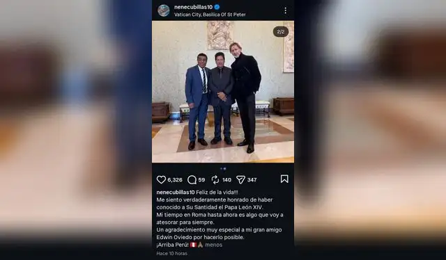  La publicación de Teófilo Cubillas en su cuenta de Instagram tras reunirse con Edwin Oviedo y Ricardo Gareca. Foto: IG - Teófilo Cubillas   