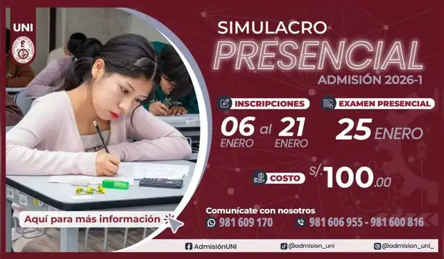 Simulacro presencial de la UNI tendrá lugar el 25 de enero en la sede principal. Foto: Admisión UNI Simulacro presencial de la UNI tendrá lugar el 25 de enero en la sede principal. Foto: Admisión UNI