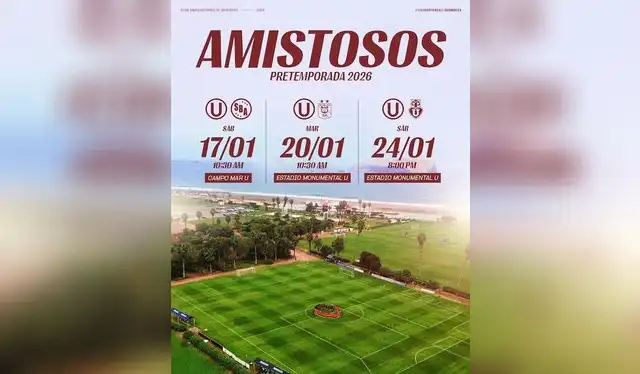  Estos son los partidos amistosos que sostendrá Universitario en la pretemporada 2026. Foto: Universitario   