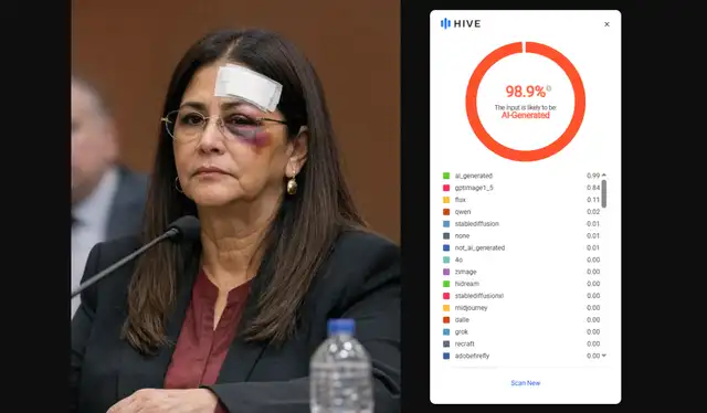 Análisis de la fotografía con Hive Moderation. | Foto: Hive Moderation   