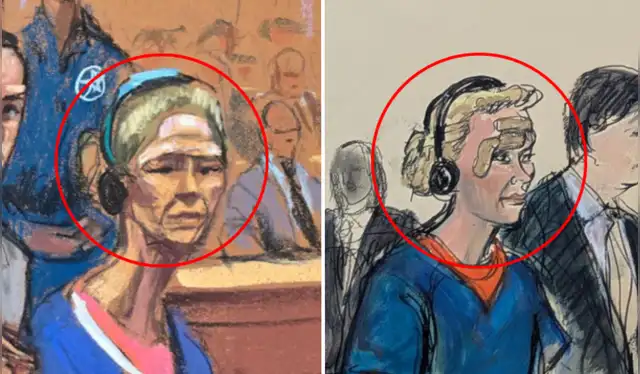 Cilia Flores en los bocetos de su audiencia el último 5 de enero, con hematomas y vendas en el rostro. | Foto: Jane Rosemberg y Elizabeth Williams   