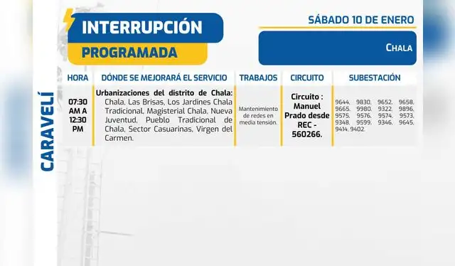 Corte de luz en Arequipa. Foto: SEAL Corte de luz en Arequipa. Foto: SEAL