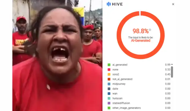 Análisis del primer video con Hive Moderation. | Foto: Hive Moderation   