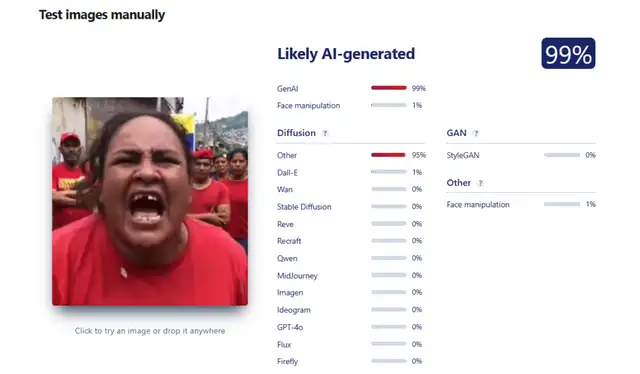 Análisis del primer video con Sightengine. | Foto: Sightengine   