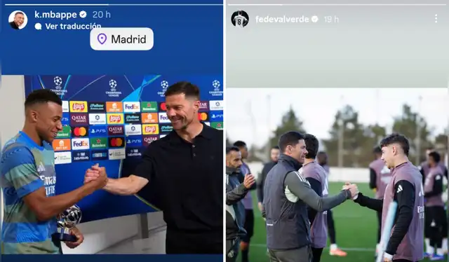Mbappé y Valverde se despiden de Xabi Alonso en sus redes sociales. Foto: @k.mbappe/ @fedevalverde/ Composición LR 