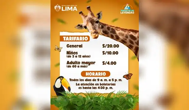 Nueva tarifa de ingreso al Parque de las Leyendas en 2026, según la MML. Foto: Facebook Municipalidad de Lima   