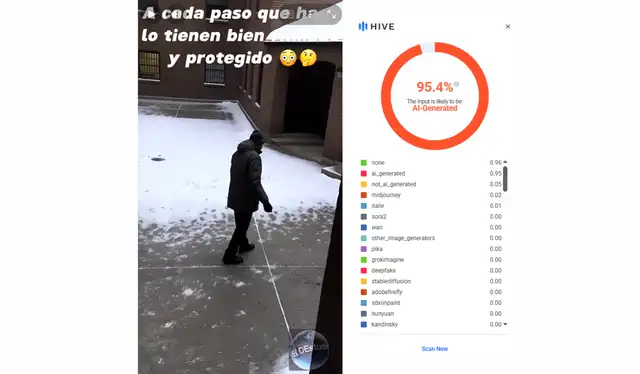 Análisis del video con Hive Moderation. | Foto: Hive Moderation   