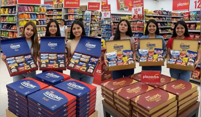 Capturas de pantalla de videos que muestran a mujeres presentando una supuesta promoción de chocolates en Plaza Vea. | Foto: Facebook   