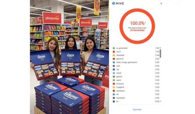 Análisis del video más viral con Hive Moderation. | Foto: Hive Moderation   