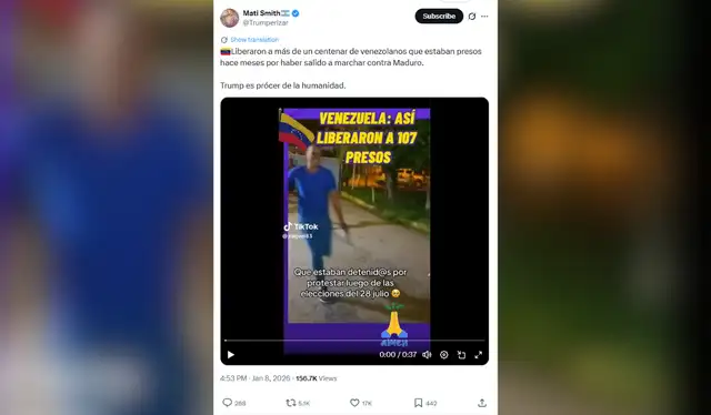 Publicación falsa que circula en internet. Fuente: X.   