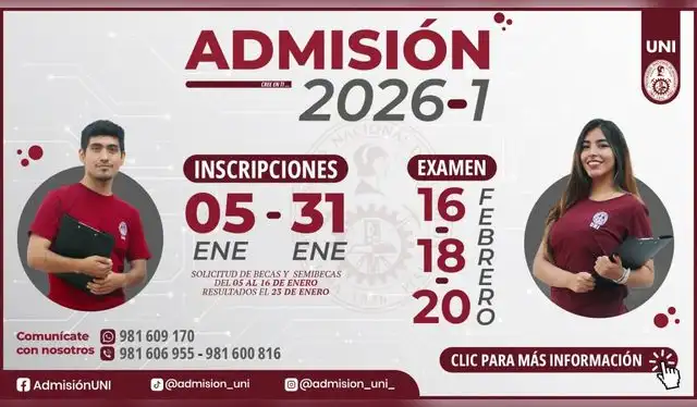  Los interesados para inscribirse al examen de admisión 2026-I de la UNI lo podrán hacer hasta el 31 de enero. Foto: UNI   