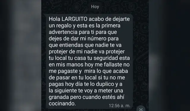El propietario, víctima de amenazas por parte de "Los Michis del Cono Norte", denuncia que le exigen S/ 20.000 para continuar operando. Foto: cortesía.   