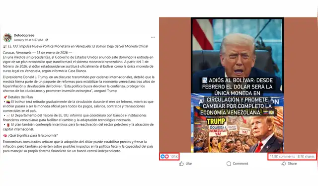 Publicación viralizada en Facebook. | Foto: Facebook Publicación viralizada en Facebook. | Foto: Facebook