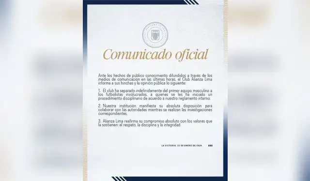 Si bien el club decidió separar a los jugadores, no se refirió a la denuncia ni condenó los hechos de presunto abuso sexual. Foto: AL. Si bien el club decidió separar a los jugadores, no se refirió a la denuncia ni condenó los hechos de presunto abuso sexual. Foto: AL.