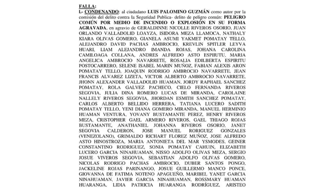  La falla al condenado Luis Palomino Guzmán. Foto: Difusión   