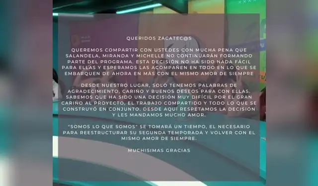 Comunicado oficial de Zaca TV  