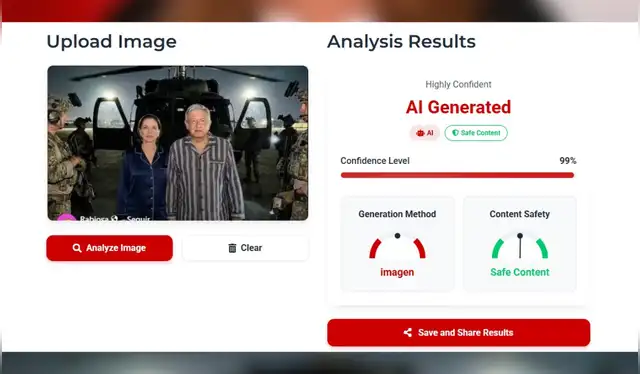  Is It AI? cocluyó que la imagen tiene un 99% de probabilidad de ser generado por IA | Fotocaptura: Is It AI?   