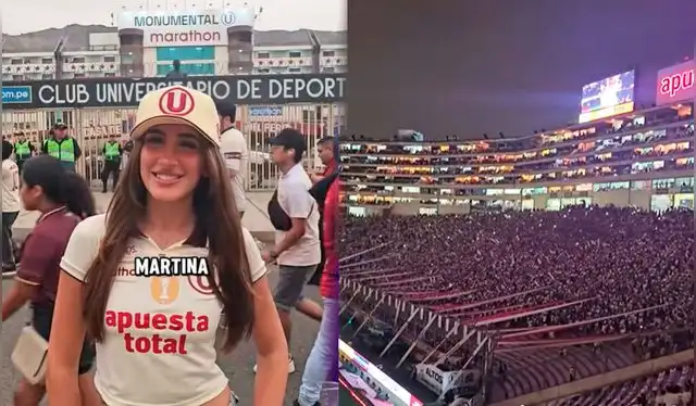  La ciudadana italiana se declaró una hincha más de Universitario de Deportes tras asistir a la ‘Noche Crema 2026’. Foto: composición LR/ TikTok    