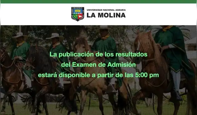 Portal web de la UNALM en el que se publicará la lista de ingresantes del proceso de admisión 2026-I. Foto: captura   