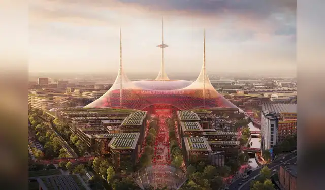 Proyecciones del nuevo estadio del Manchester United que podría albergar a 100.000 espectadores. Foto: Manchester United   
