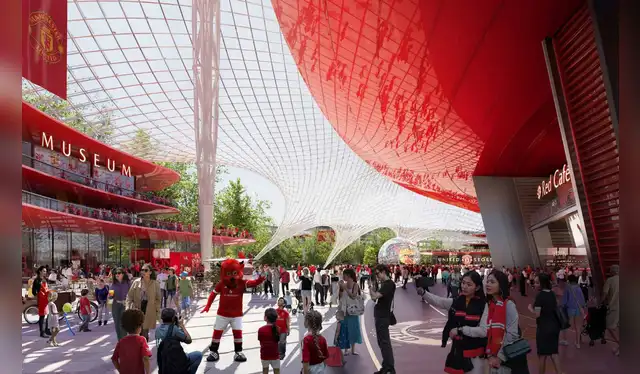 Exhibición de lo que sería las afueras del nuevo Old Trafford. Foto: Manchester United Exhibición de lo que sería las afueras del nuevo Old Trafford. Foto: Manchester United