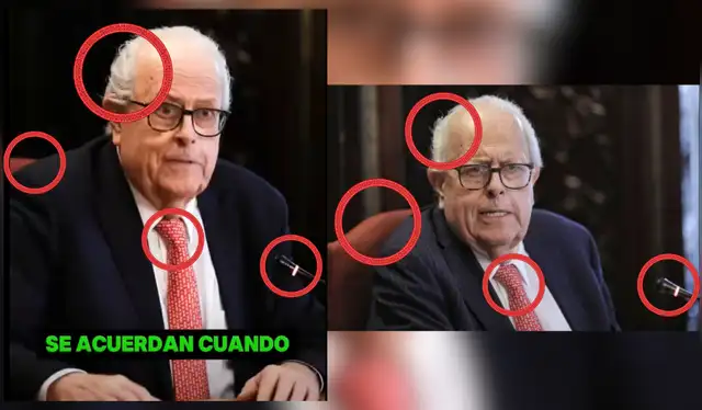El video falso (izquierda) y la fotografía difundida por Gestión (derecha) presentan similitudes entre sí. | Fuente: Facebook / Gestión - GEC.   