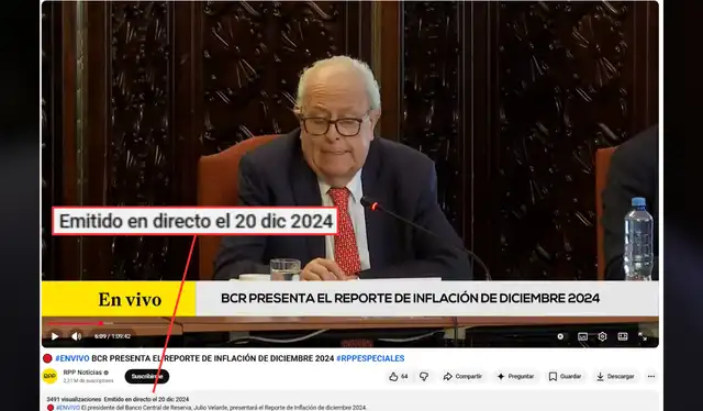 Julio Velarde presentando el reporte de inflación de diciembre 2024 el 20 de diciembre de se año | Fotocaptura: YouTube - RPP Noticias.   