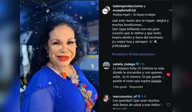 Felicitaciones por el cumpleaños de Eva Ayllón   