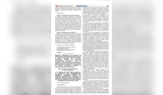  La propuesta de la SUNAT. Foto: El Peruano 