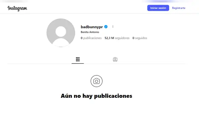 Así luce el Instagram de Bad Bunny. Foto: @badbunnypr   