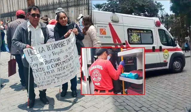  El profesor invidente relató a La República que sufrió varios desmayos debido a las condiciones climáticas. Créditos: Mirelia Quispe / La República.<br><br>    