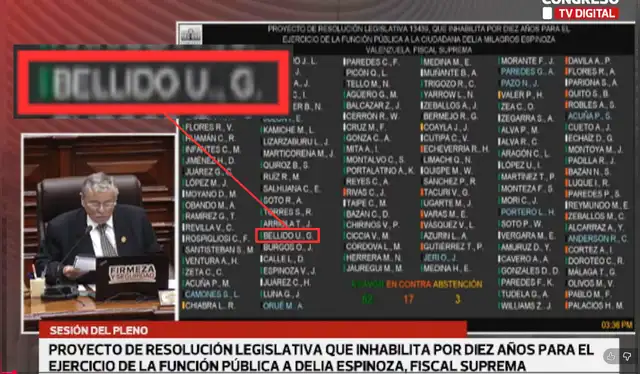 Guido Bellido votó a favor de la inhabilitación de Delia Espinoza | Fuente: YouTube - Congreso de la República.   
