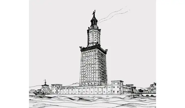  Representación del Faro de Alejandría realizado por el arqueólogo alemán Prof. H. Thiersch. Foto: Wikimedia   
