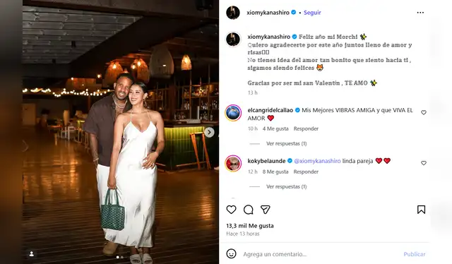 Mensaje de Xiomy Kanashiro a Farfán tras cumplir un año de relación. Foto: Instagram   