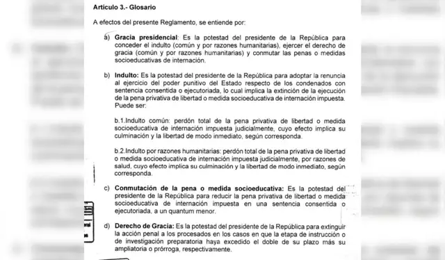Conceptos de gracia presidencial e indulto | Fuente: Resolución Ministerial N.º 062-2026-JUS Conceptos de gracia presidencial e indulto | Fuente: Resolución Ministerial N.º 062-2026-JUS