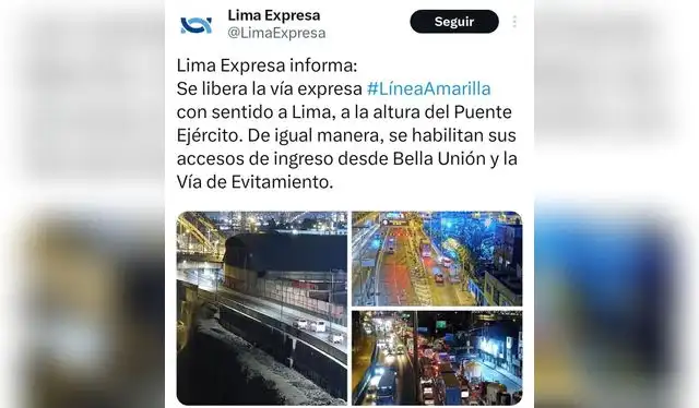 La vía de la Línea Amarilla funciona con normalidad. Foto: Lima Expresa   