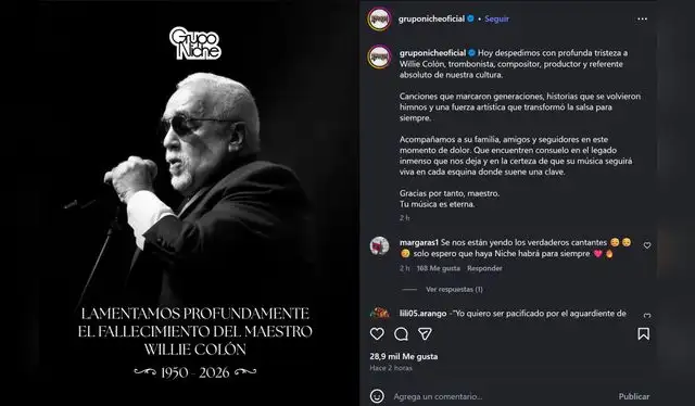 Grupo Niche se despide de Willie Colón   