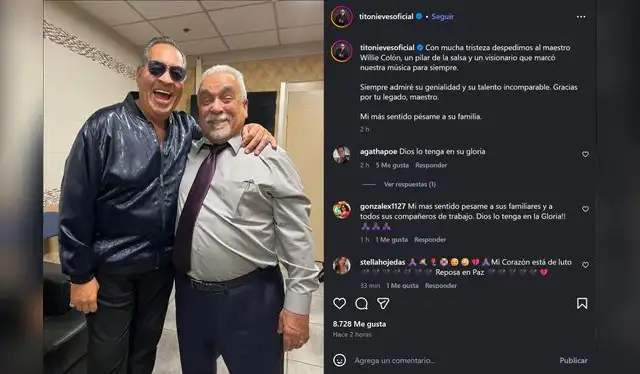 Tito Nieves se despide del maestro Willie Colón   