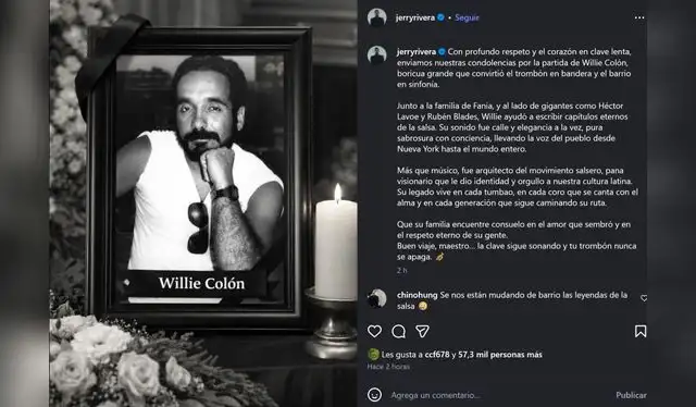 Jerry Rivera llora la partida de Willie Colón   