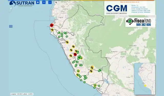  Situación de las carreteras en Perú tras huaicos HOY, lunes 23 de febrero, según el reporte de Sutran. Foto: Alerta de estado de vía (Sutran)   